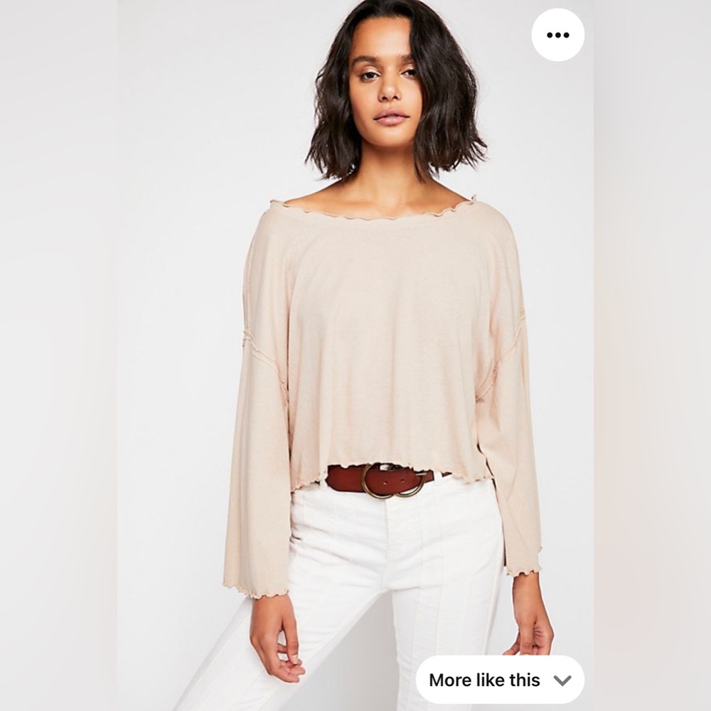 NWT We The Free Bird Gang Tan Sand Ruffle Hem Crop Top Bell Sleeve Womens Medium